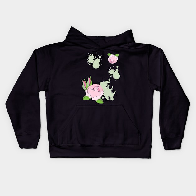 Pretty painted roses in pink Kids Hoodie by hereswendy